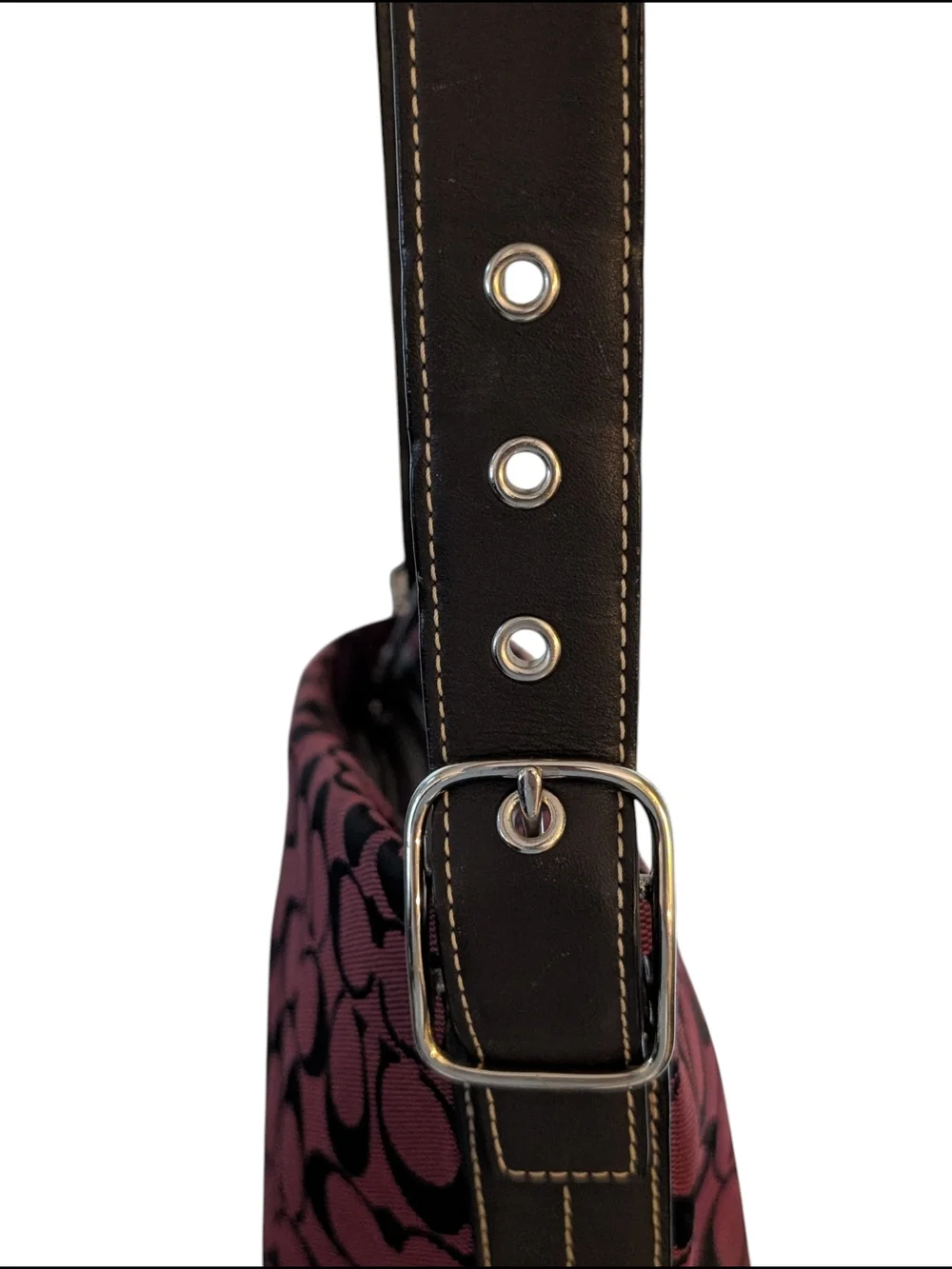 Coach Cherry Coke Burgundy Signature Jacquard Shoulder Bag Y2K 🍁 (6076)